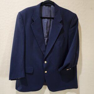 Vintage Burberrys' Parisian Navy Blue Men's Suit Coat Jacket Gold Button SZ 44